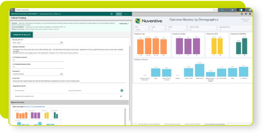 WWS 1 Two Nuventive screens showing planning and analytics views